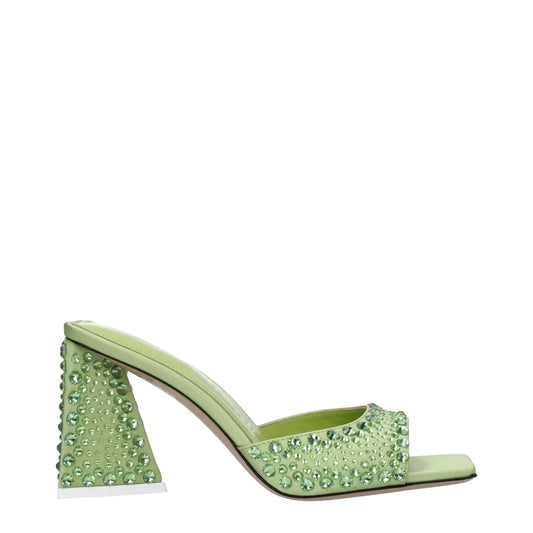 The Attico Grüner Satin Stiletto Heels Sandalen