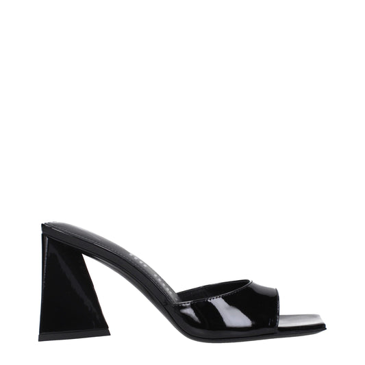 The Attico Schwarzer Lederstöcko Heels Sandalen