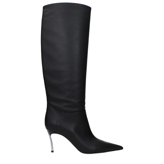 Casadei Schwarze Leder -Hochferse Boots
