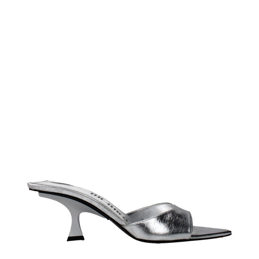 The Attico Graues Leder Stiletto Heels Sandalen