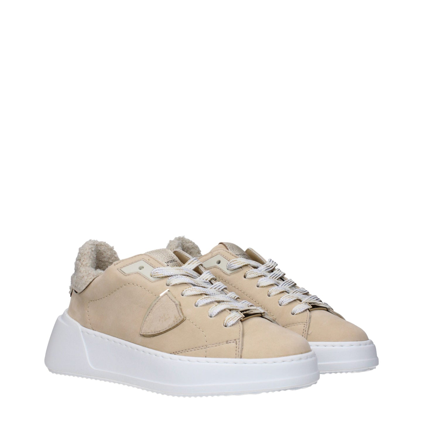Philippe Model Beige Leder niedrige Tops