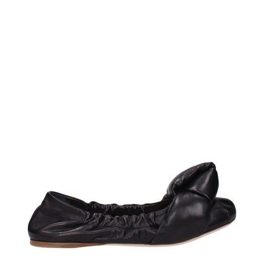 Miu Miu Schwarze Lederballettflats
