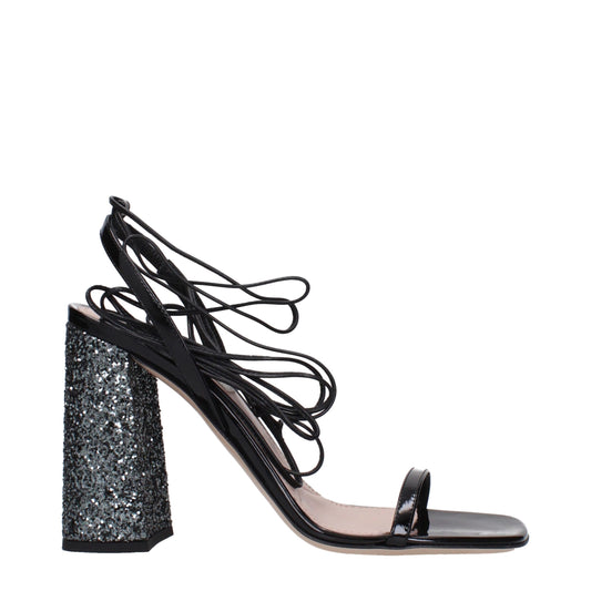 Miu Miu Schwarze Lederplattformen