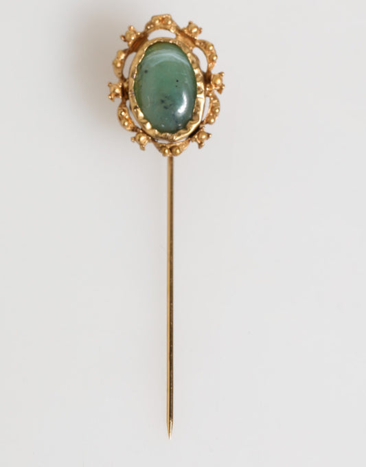 Dolce & Gabbana Goldener Ton grünes Stein Antiquitäten herren Accessoire Brosche Pin