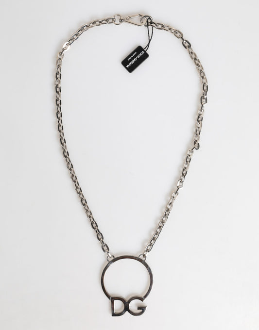 Dolce & Gabbana Silberton -Messingkette DG Logo Anhänger herren Halskette