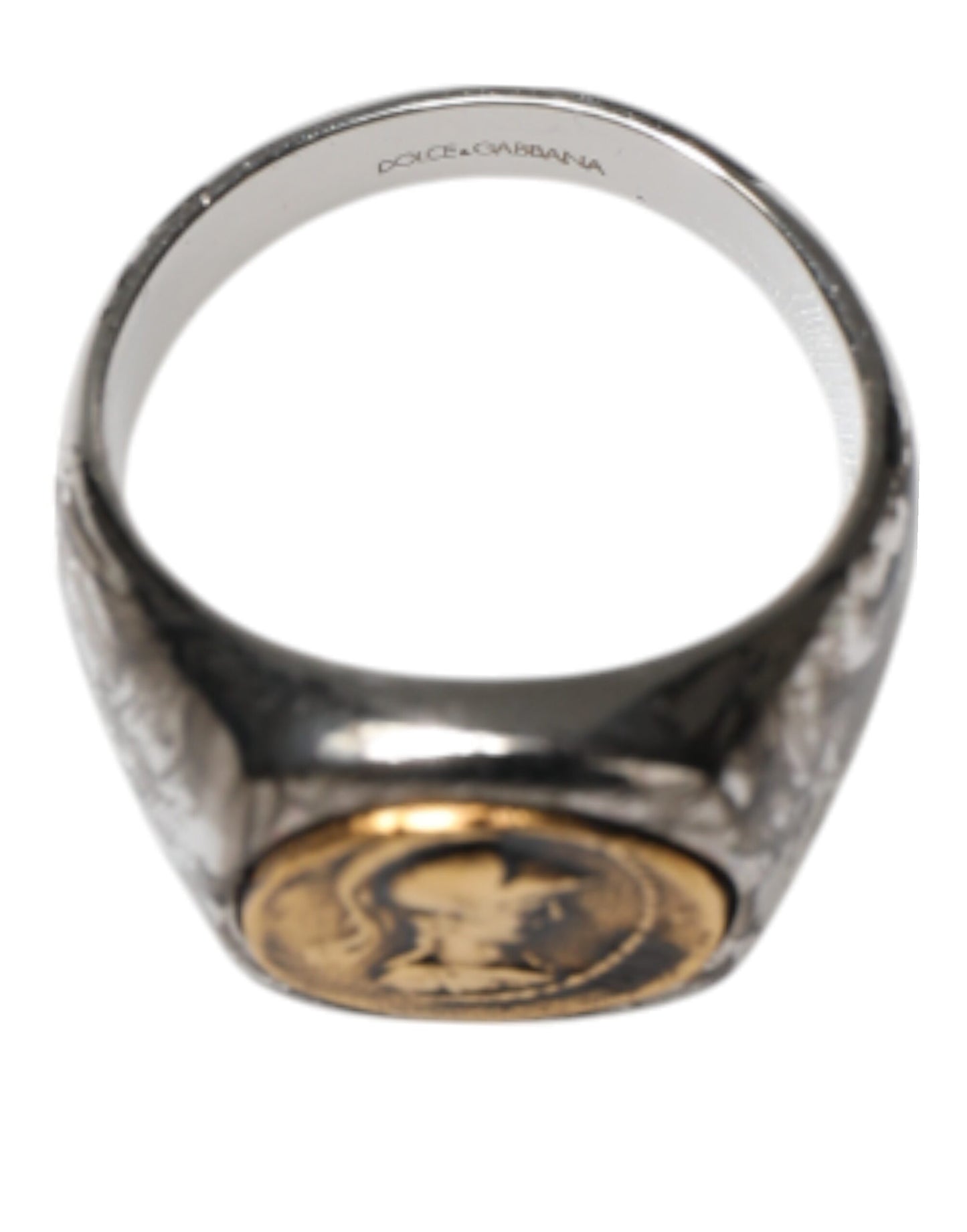 Dolce & Gabbana Silberton graviert zwei Farben Real Messing Ring