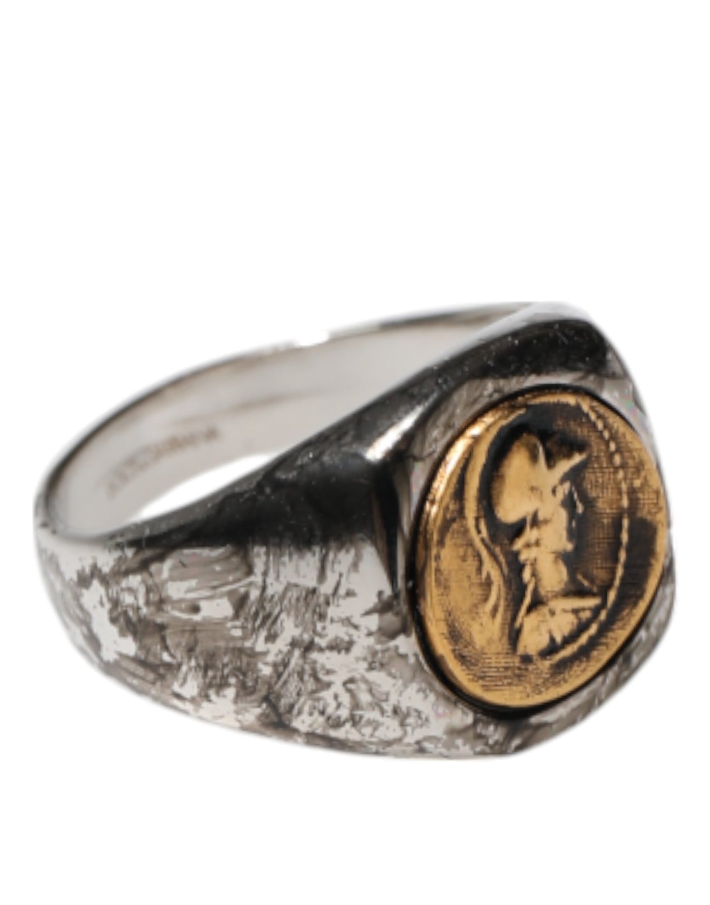 Dolce & Gabbana Silberton graviert zwei Farben Real Messing Ring